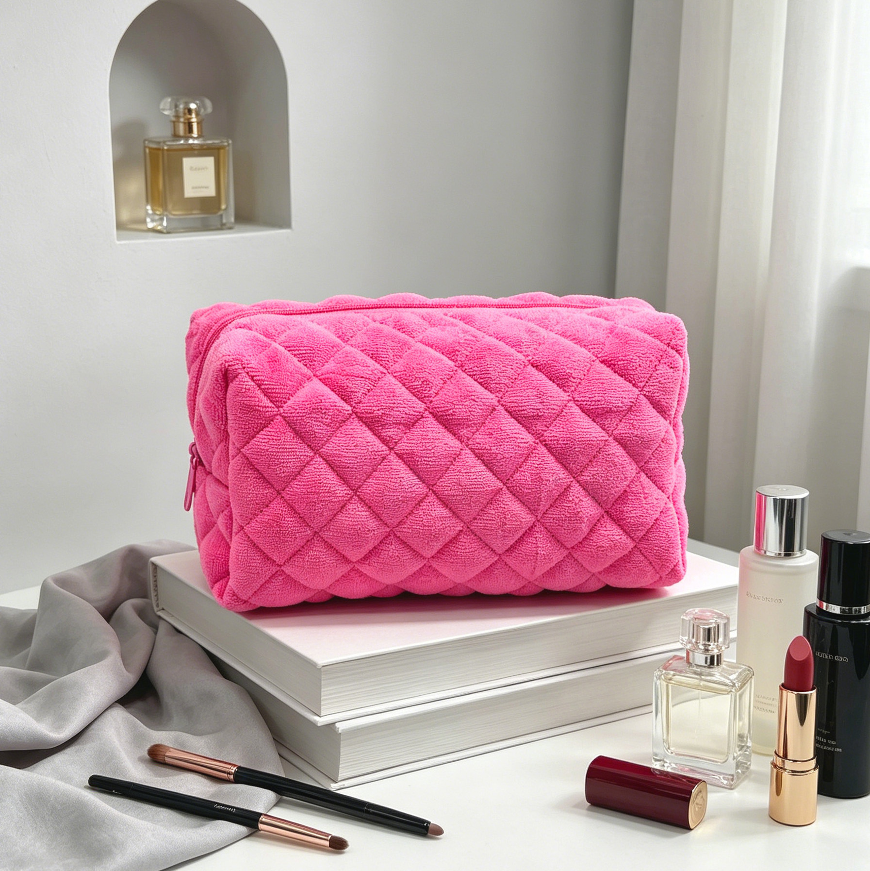 Quilted Terry Cloth Makeup Bag - Image 3