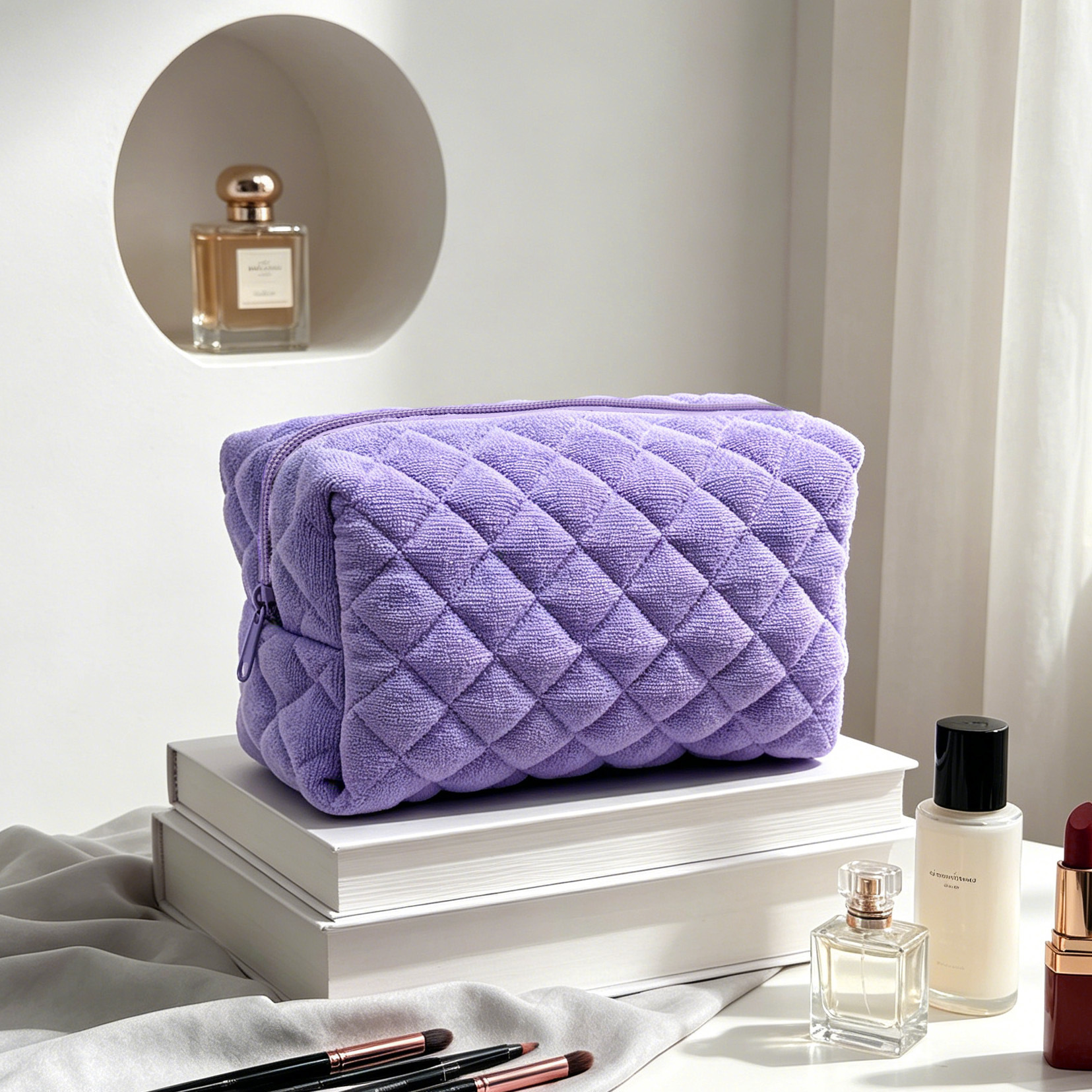 Quilted Terry Cloth Makeup Bag - Image 2