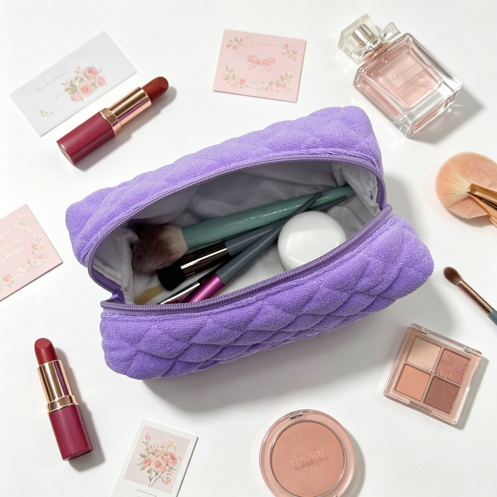 Quilted Terry Cloth Makeup Bag - Image 5